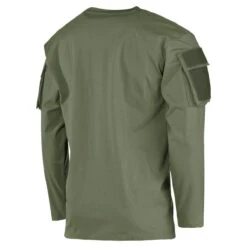 MFH US Long Sleeved T-Shirt With Sleeve Pockets OD Green -Brandit || Mil-Tec || Condor Sales 00123 OD Green 02