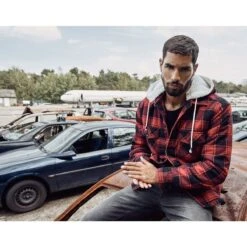 Brandit Lumber Hooded Jacket Red/Black -Brandit || Mil-Tec || Condor Sales 3172 41 Brandit Lumber JacketHooded Red Black 003