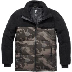 Brandit Jackson Teddyfleece Jacket Black / Dark Camo -Brandit || Mil-Tec || Condor Sales 3174 227 Brandit Jackson Teddyfleece Jacket Black Dark Camo 1 4