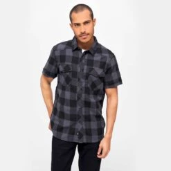 Brandit Half Sleeve Check Shirt Black/Grey -Brandit || Mil-Tec || Condor Sales 4032 28 Brandit Half Sleeve Check Shirt BlackGrey 06