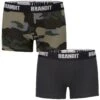 Brandit Boxer Shorts Logo 2 Pack Dark Camo / Black -Brandit || Mil-Tec || Condor Sales 4501 brandit boxershorts logo darkcamo black 001