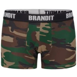 Brandit Boxer Shorts Logo 2 Pack Woodland / Dark Camo -Brandit || Mil-Tec || Condor Sales 4501 brandit boxershorts logo woodland darkcamo 002