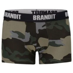 Brandit Boxer Shorts Logo 2 Pack Woodland / Dark Camo -Brandit || Mil-Tec || Condor Sales 4501 brandit boxershorts logo woodland darkcamo 003