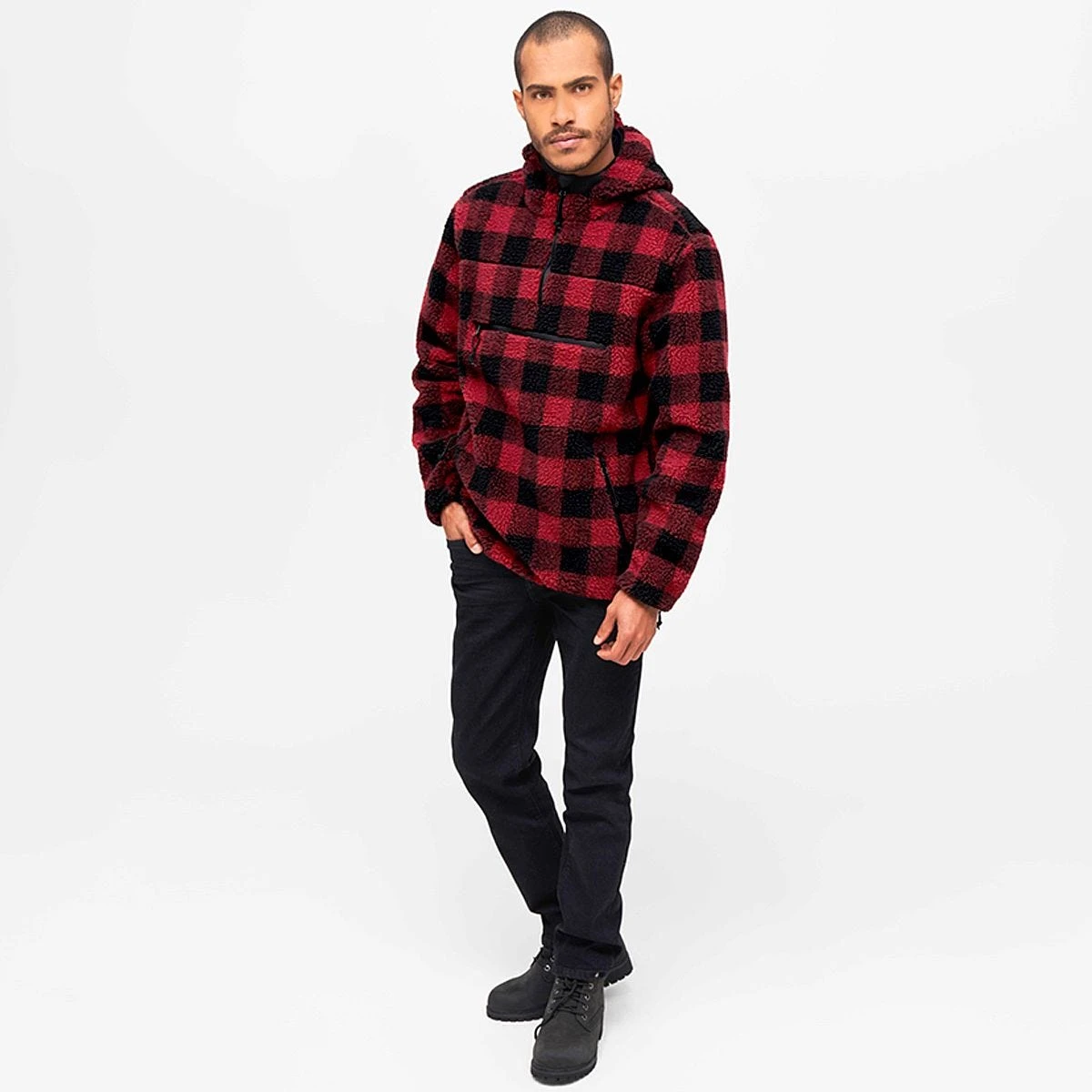 Brandit Teddyfleece Worker Pullover Red/Black 4 Brandit Teddyfleece Worker Pullover Red/Black - Image 2