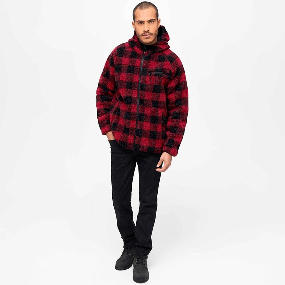 Brandit Teddyfleece Worker Jacket Red/Black 5 Brandit Teddyfleece Worker Jacket Red/Black - Image 3