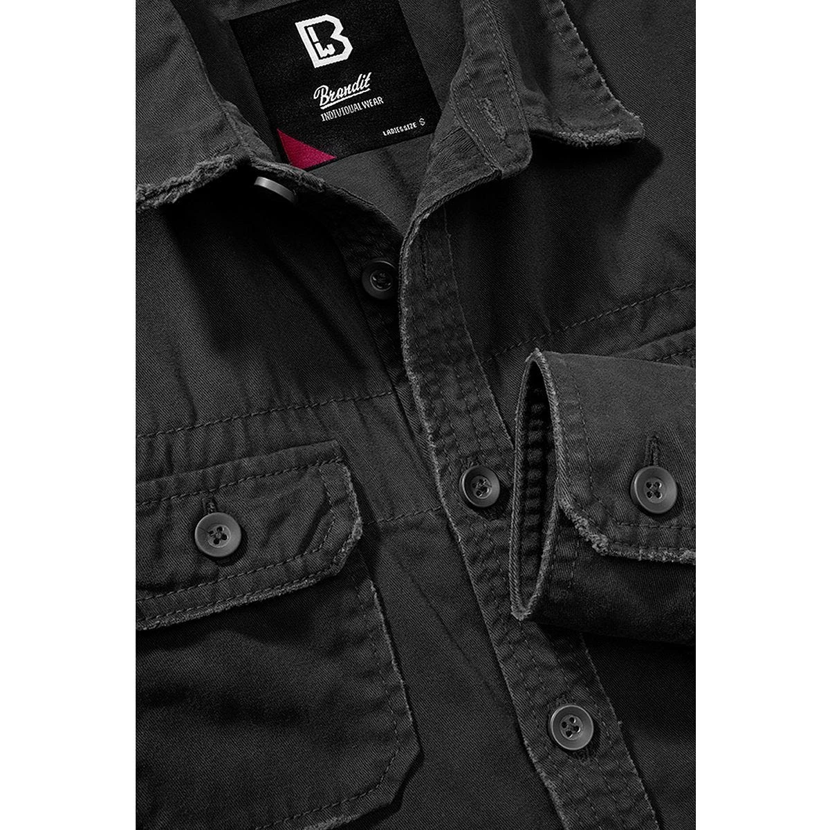 Brandit Ladies Vintage Shirt Longsleeve Black - Image 5
