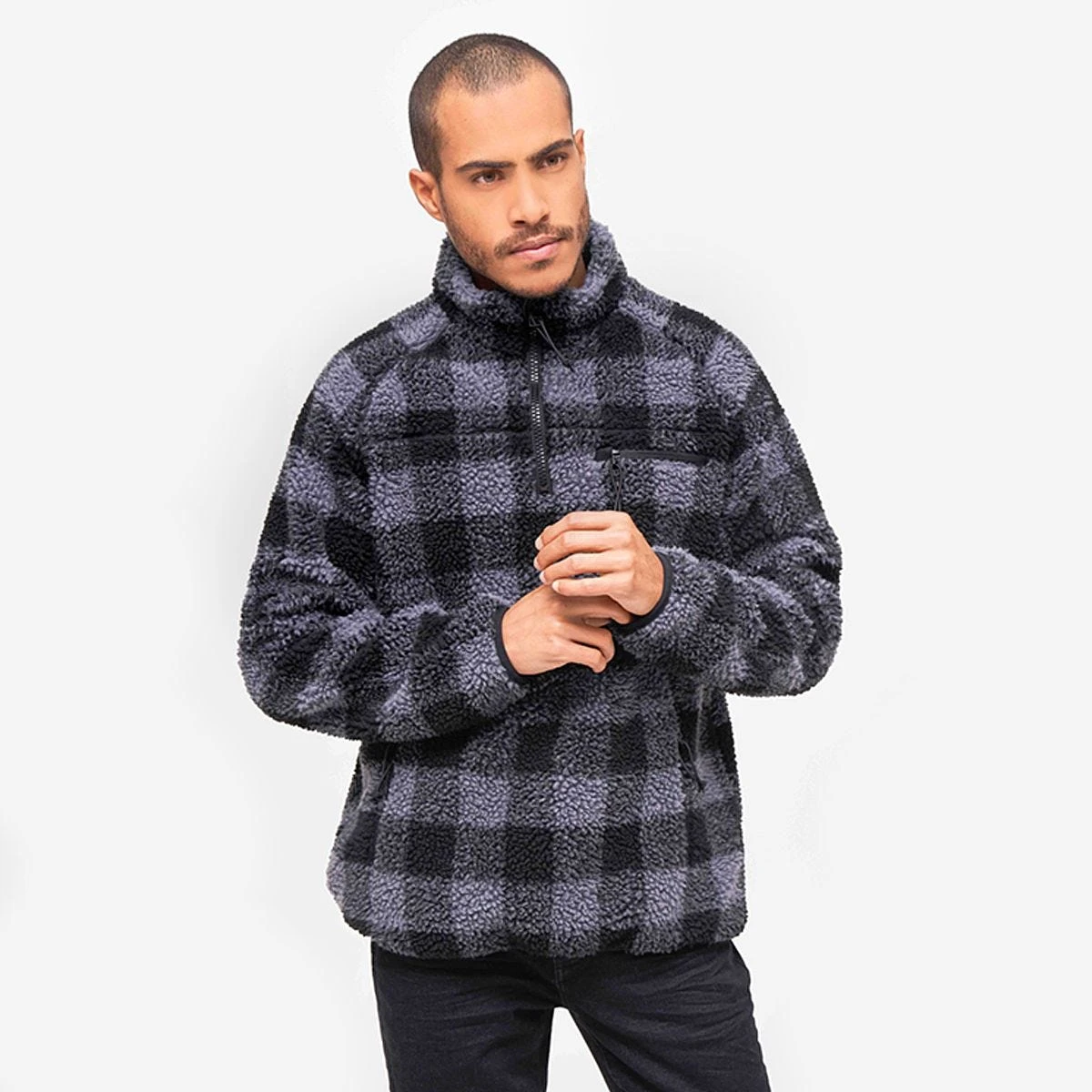 Brandit Teddyfleece Troyer Black/Grey 3 Brandit Teddyfleece Troyer Black/Grey