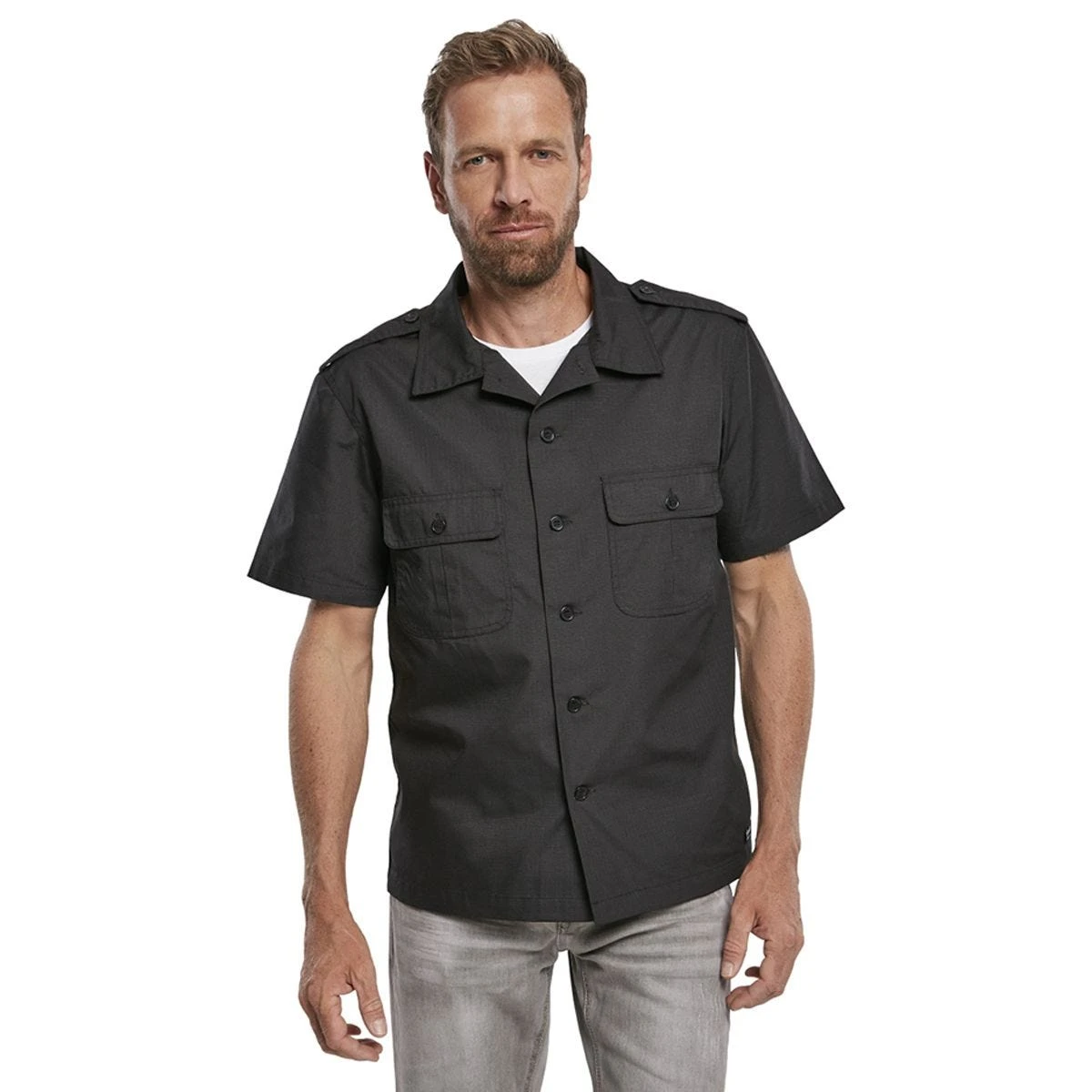 Brandit US Shirt Ripstop Short Sleeve Black 5 Brandit US Shirt Ripstop Short Sleeve Black - Image 3