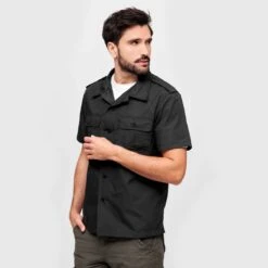 Brandit US Shirt Ripstop Short Sleeve Black 10 Brandit US Shirt Ripstop Short Sleeve Black -Brandit || Mil-Tec || Condor Sales Brandit US Shirt Ripstop Short Sleeve Black 4 2