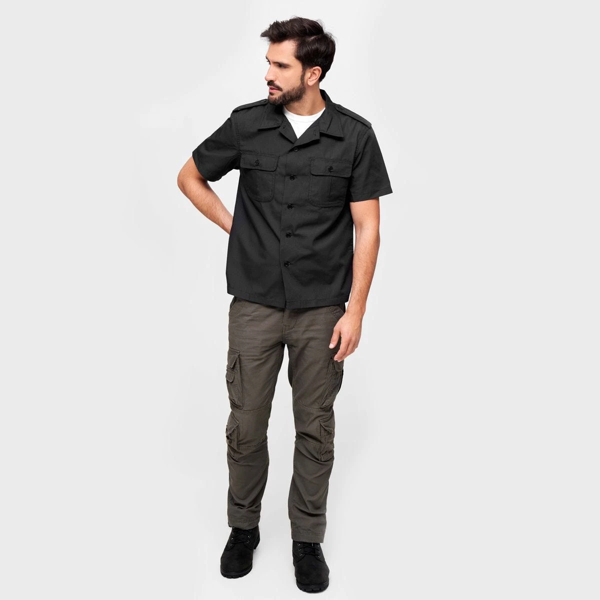 Brandit US Shirt Ripstop Short Sleeve Black 7 Brandit US Shirt Ripstop Short Sleeve Black - Image 5