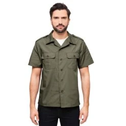 Brandit US Shirt Ripstop Short Sleeve Olive 7 Brandit US Shirt Ripstop Short Sleeve Olive -Brandit || Mil-Tec || Condor Sales Brandit US Shirt Ripstop Short Sleeve Olive 3 2