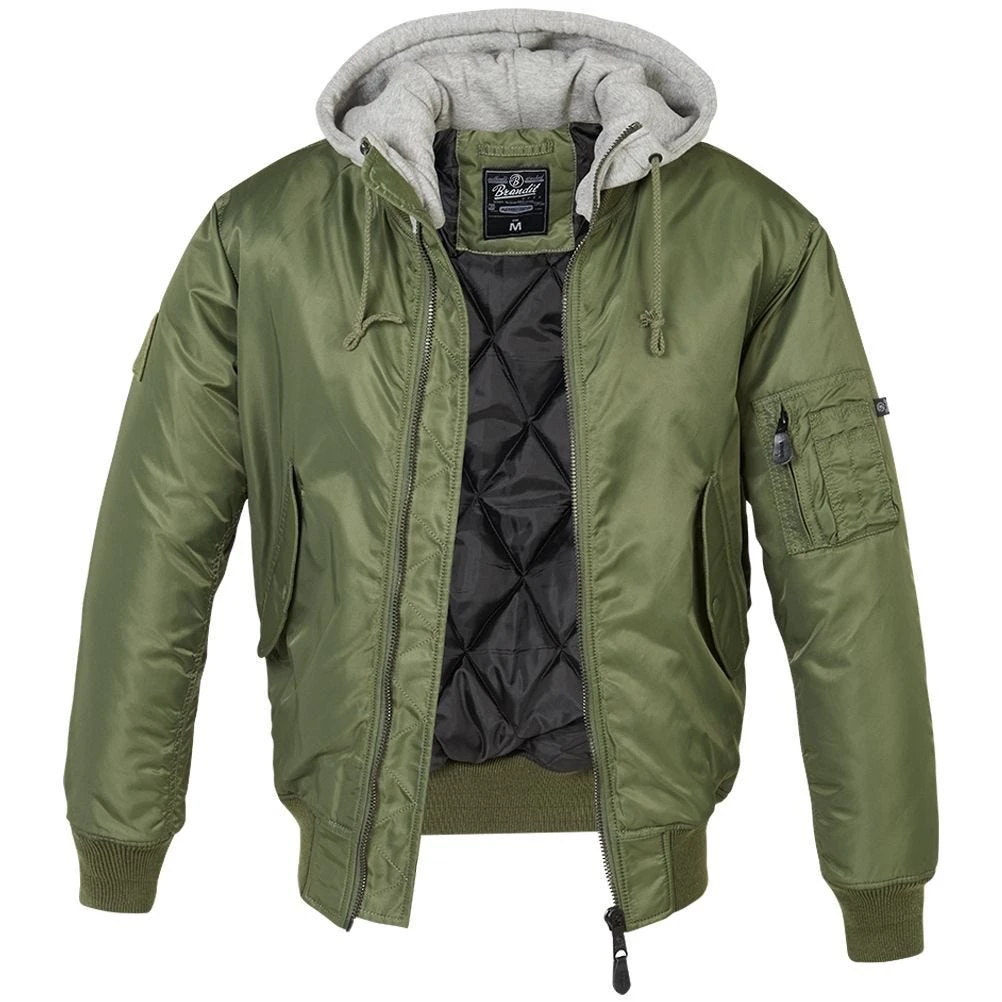 Brandit MA1 Sweat Hooded Jacket Olive/Grey 3 Brandit MA1 Sweat Hooded Jacket Olive/Grey