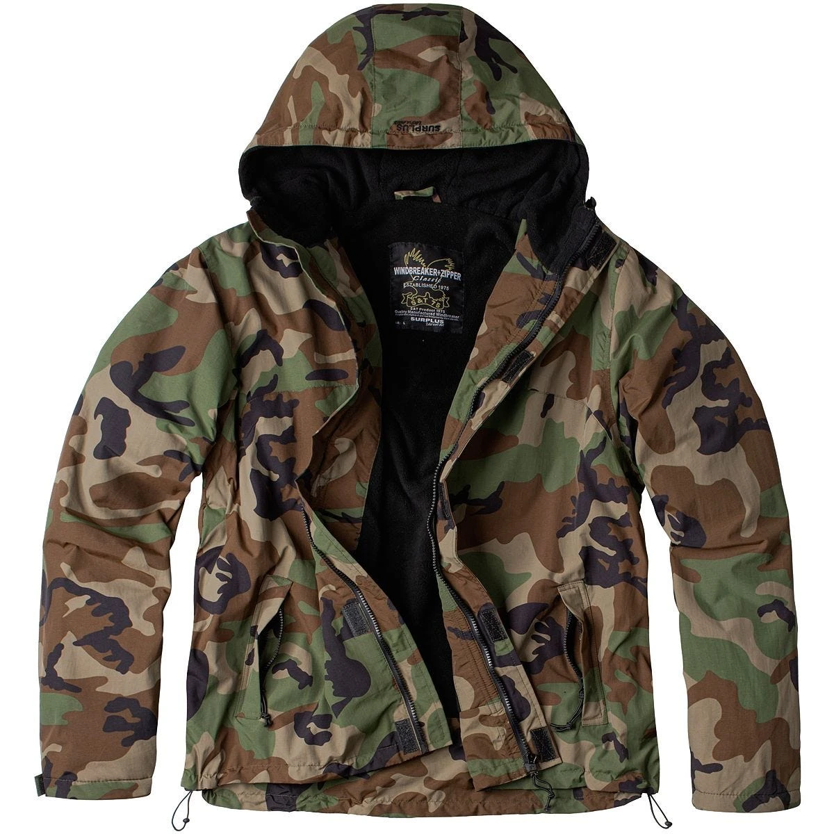 Surplus Windbreaker With Zipper Woodland 3 Surplus Windbreaker With Zipper Woodland