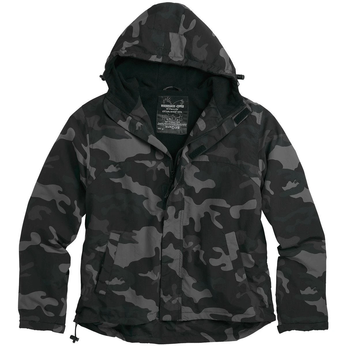 Surplus Windbreaker Jacket With Zipper Black Camo 3 Surplus Windbreaker Jacket With Zipper Black Camo