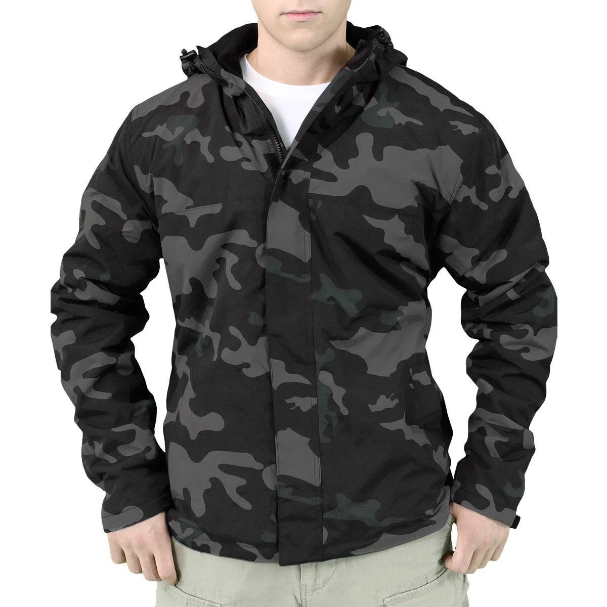 Surplus Windbreaker Jacket With Zipper Black Camo 5 Surplus Windbreaker Jacket With Zipper Black Camo - Image 3